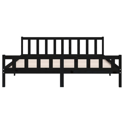 Bedframe massief hout zwart 160x200 cm