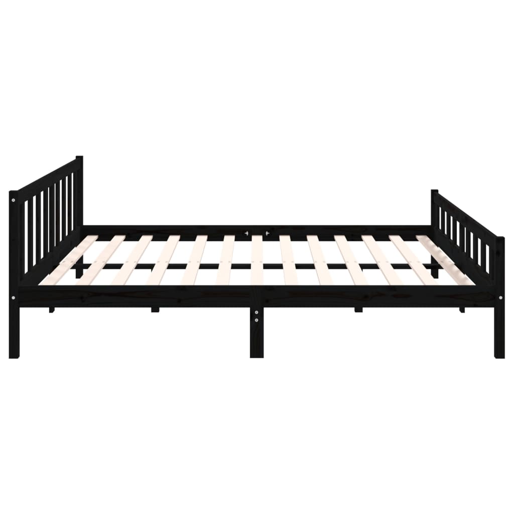 Bedframe massief hout zwart 160x200 cm
