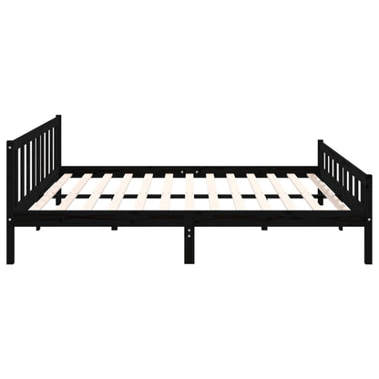 Bedframe massief hout zwart 160x200 cm
