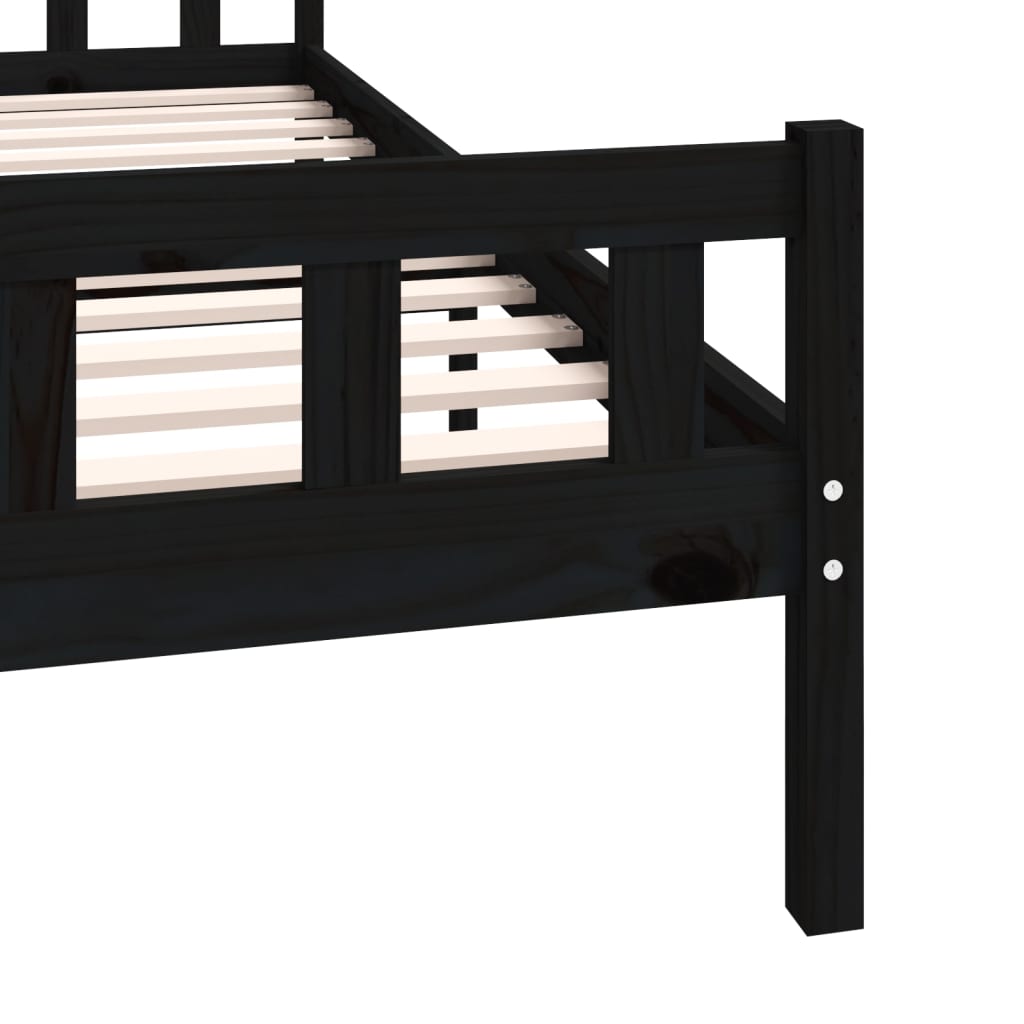 Bedframe massief hout zwart 160x200 cm