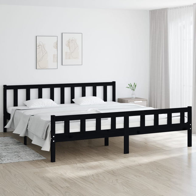 Bedframe Massief Hout 160 x 200 cm Zwart