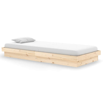Bedframe Massief Hout 90X200 Cm 90 x 200 cm Naturel
