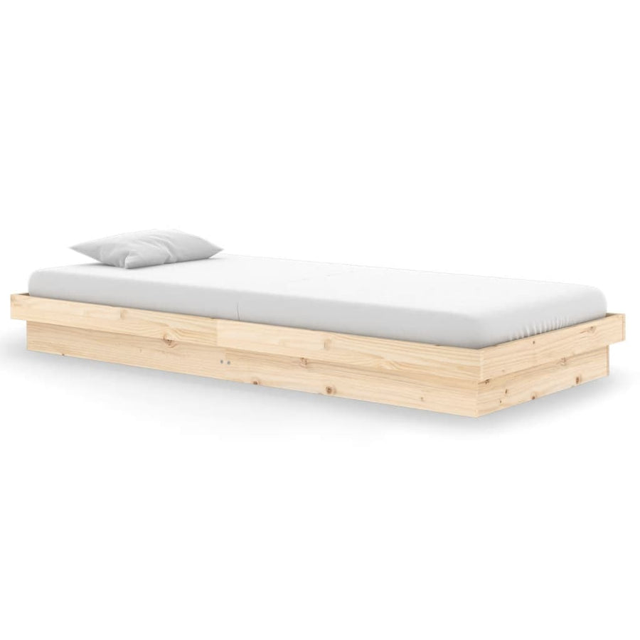 Bedframe Massief Hout 90X200 Cm 90 x 200 cm Naturel
