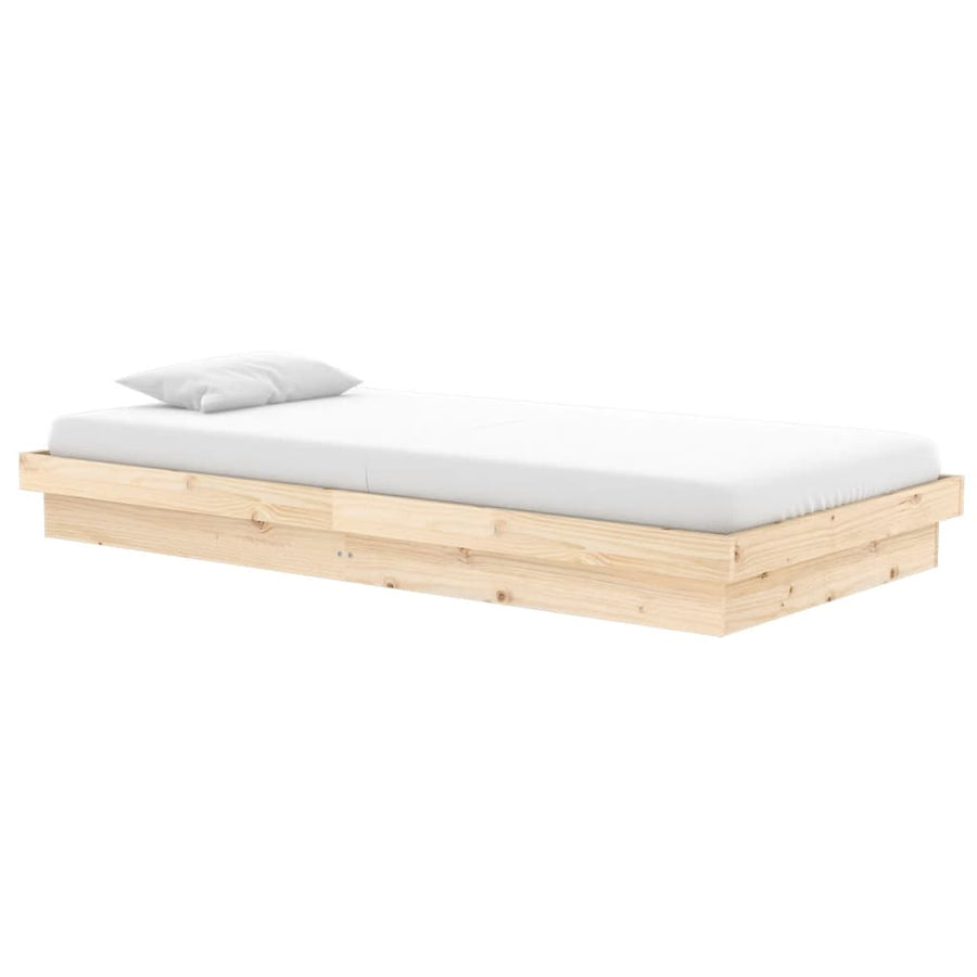 Bedframe Massief Hout 90X200 Cm 90 x 200 cm Naturel
