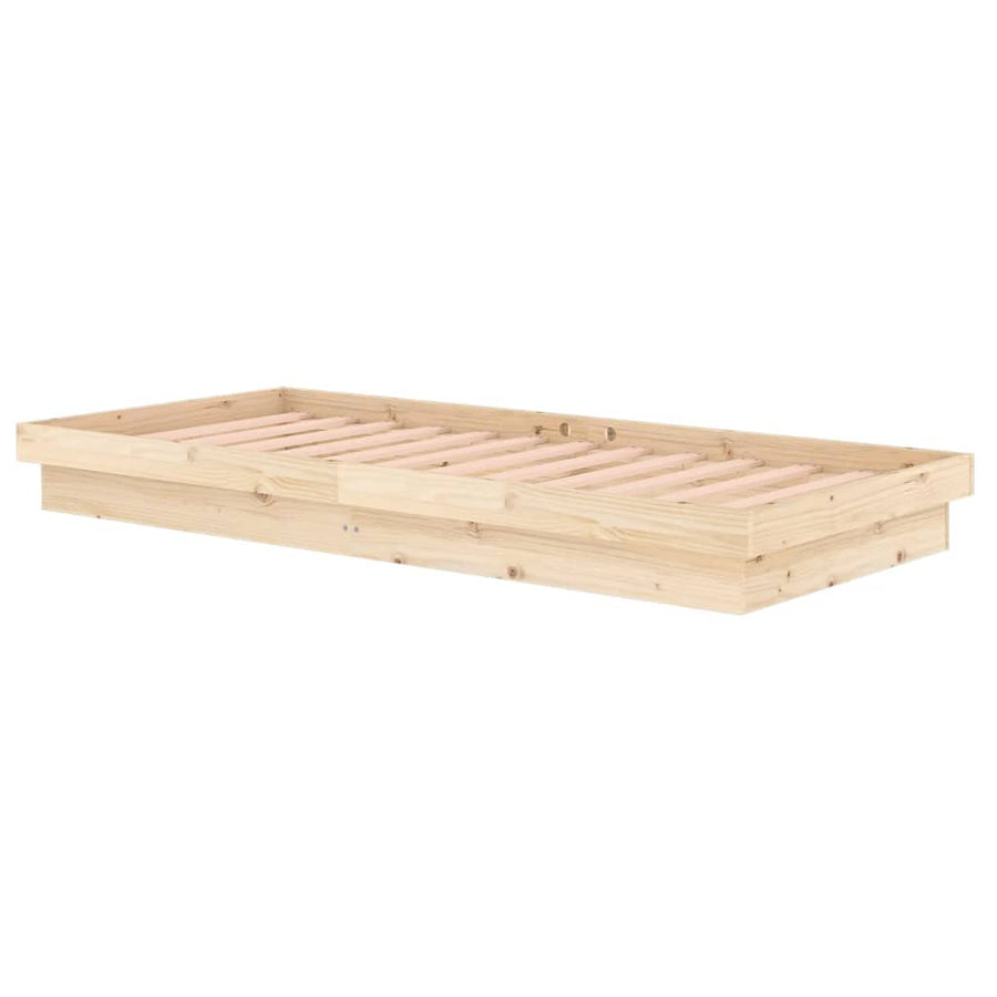 Bedframe Massief Hout 90X200 Cm 90 x 200 cm Naturel