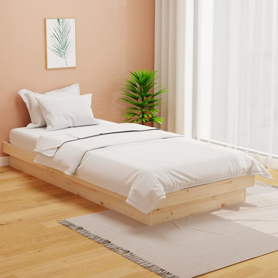 Bedframe Massief Hout 90X200 Cm 90 x 200 cm Naturel