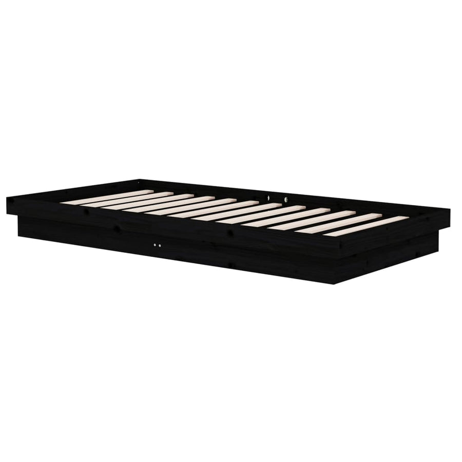 Bedframe Massief Hout Zwart 100X200 Cm
