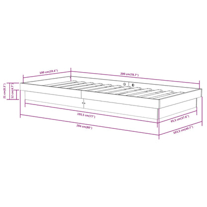 Bedframe Massief Hout Zwart 100X200 Cm