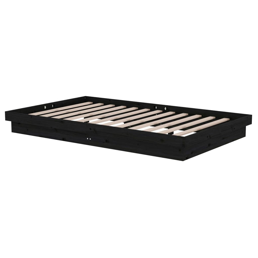 Bedframe Massief Hout Zwart 120X200 Cm