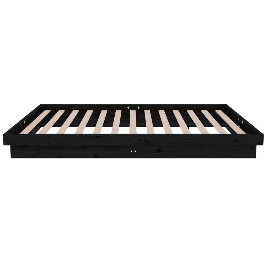Bedframe Massief Hout Zwart 120X200 Cm