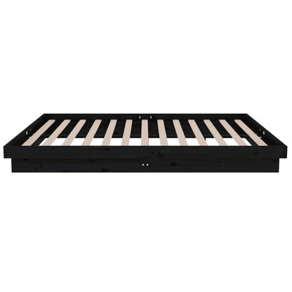 Bedframe Massief Hout Zwart 120X200 Cm
