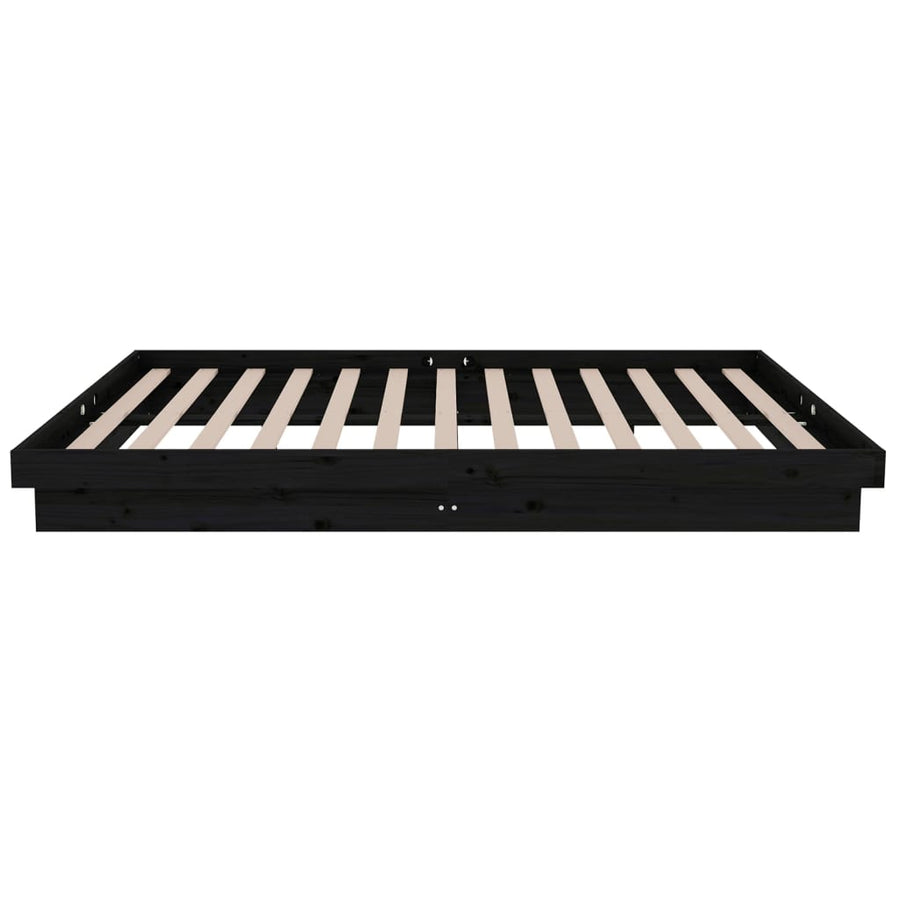 Bedframe Massief Hout Zwart 120X200 Cm