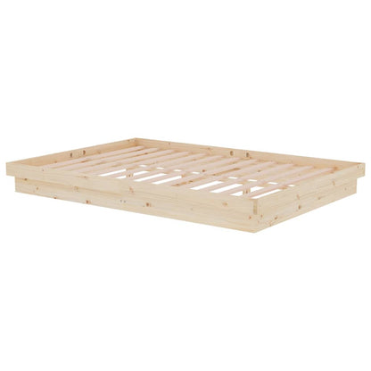 Bedframe Massief Hout 140X200 Cm 140 x 200 cm Naturel