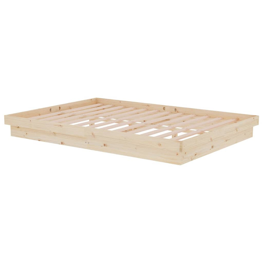 Bedframe Massief Hout 140X200 Cm 140 x 200 cm Naturel