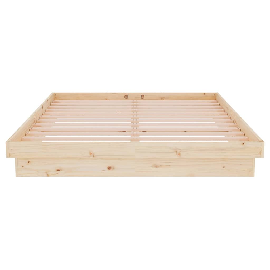 Bedframe Massief Hout 140X200 Cm 140 x 200 cm Naturel