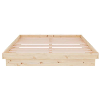 Bedframe Massief Hout 140X200 Cm 140 x 200 cm Naturel