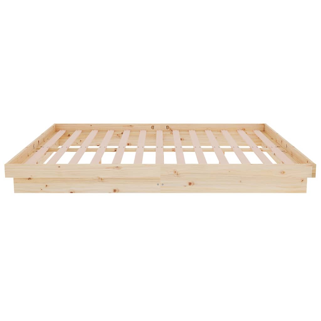 Bedframe Massief Hout 140X200 Cm 140 x 200 cm Naturel