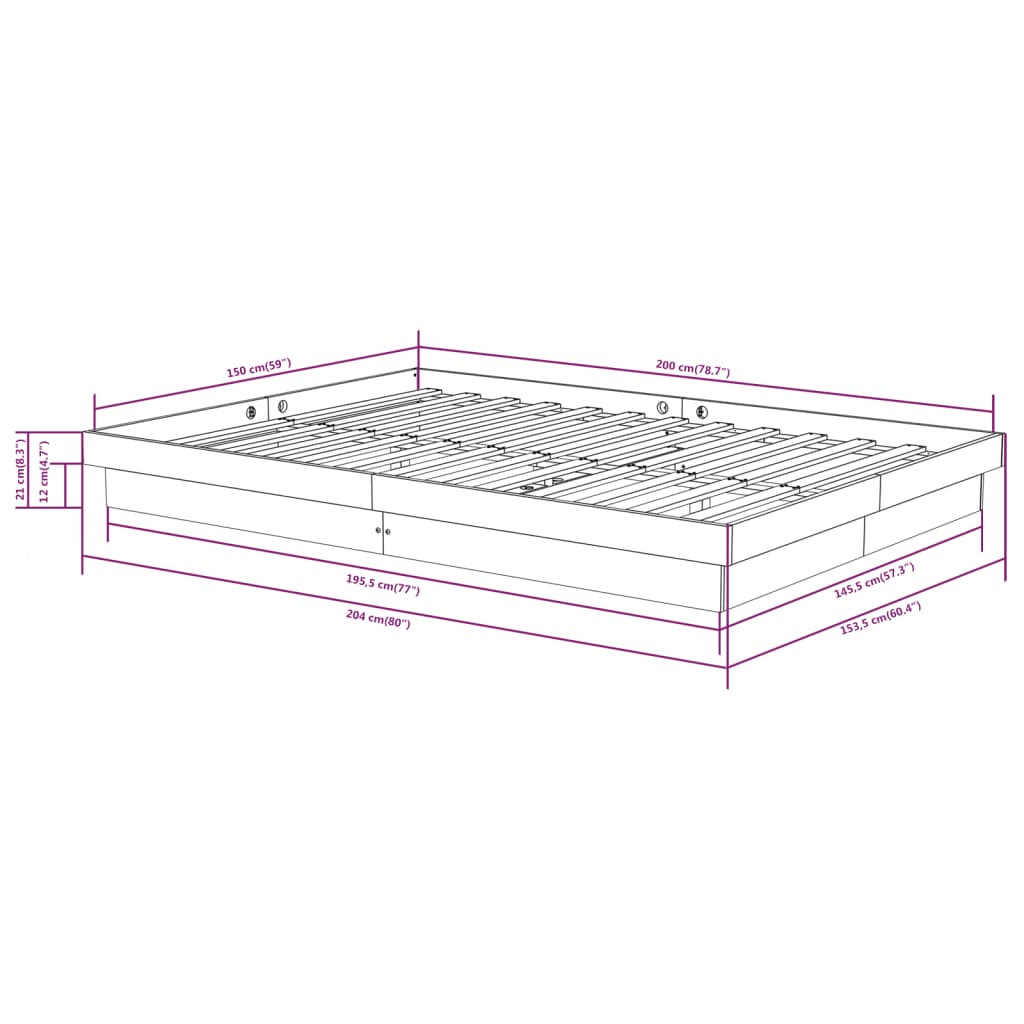 Bedframe Massief Hout 150X200 Cm King Size