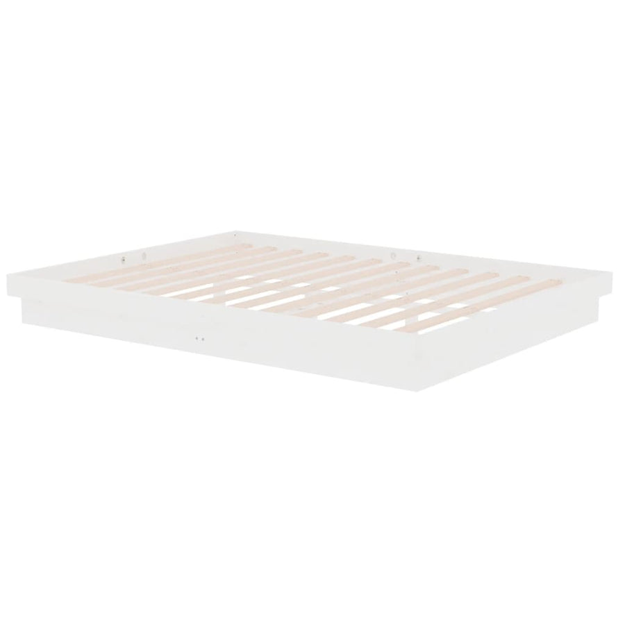 Bedframe Massief Hout Wit 150X200 Cm 5Ft King