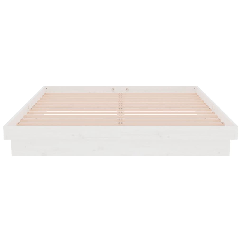Bedframe Massief Hout Wit 150X200 Cm 5Ft King