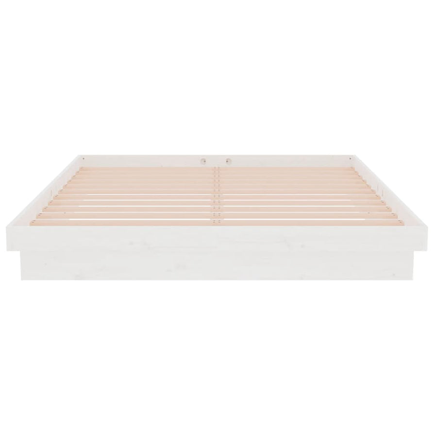 Bedframe Massief Hout Wit 150X200 Cm 5Ft King