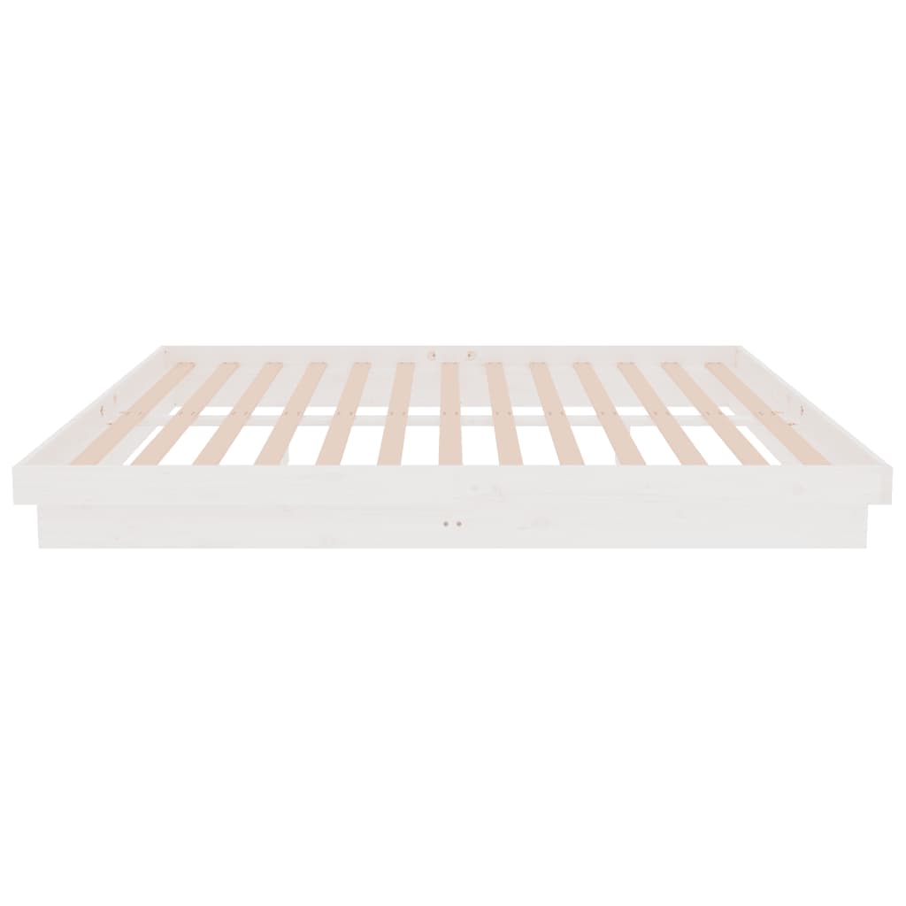 Bedframe Massief Hout Wit 150X200 Cm 5Ft King