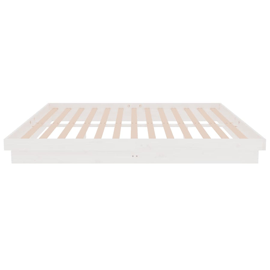 Bedframe Massief Hout Wit 150X200 Cm 5Ft King