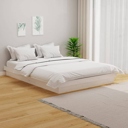 Bedframe Massief Hout Wit 150X200 Cm 5Ft King