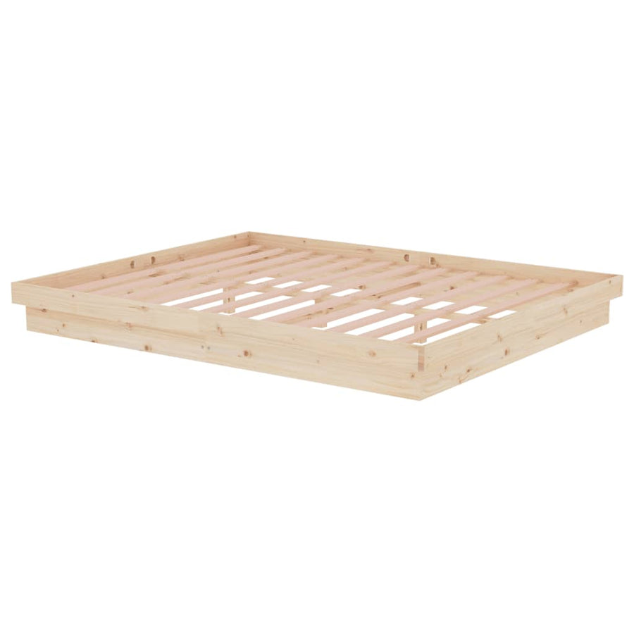 Bedframe Massief Hout 160X200 Cm 160 x 200 cm Naturel