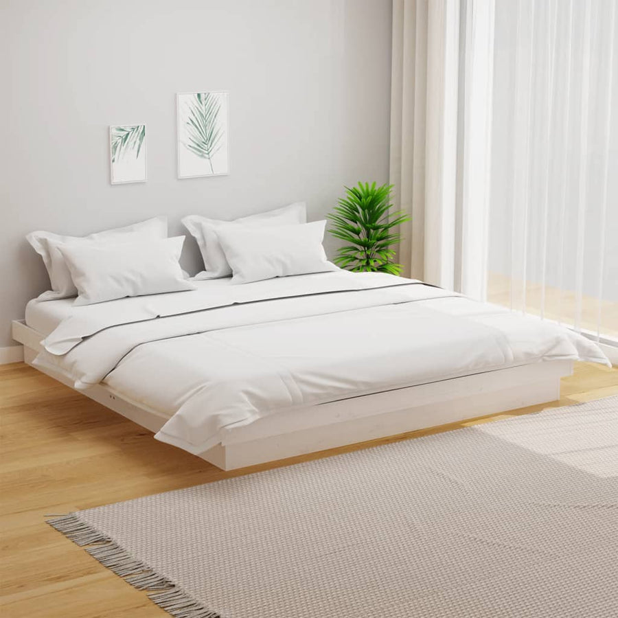 Bedframe Massief Hout 160 x 200 cm Wit