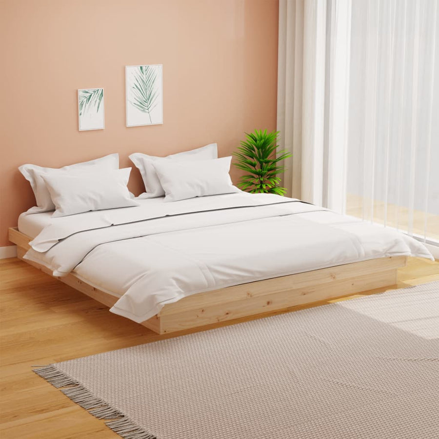 Bedframe Massief Hout 180X200 Cm Super King Size 180 x 200 cm Naturel