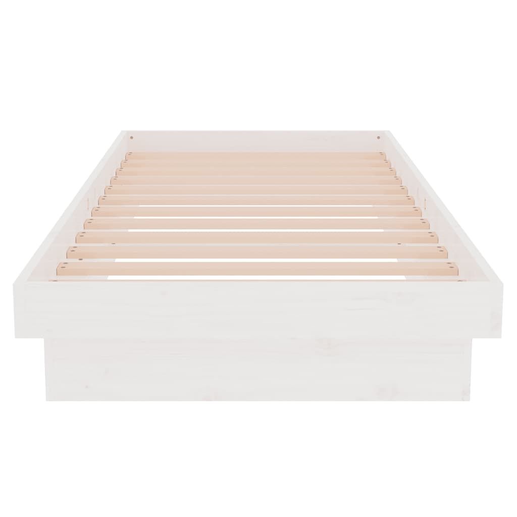 Bedframe Massief Hout Wit 75X190 Cm 2Ft6 Small Single