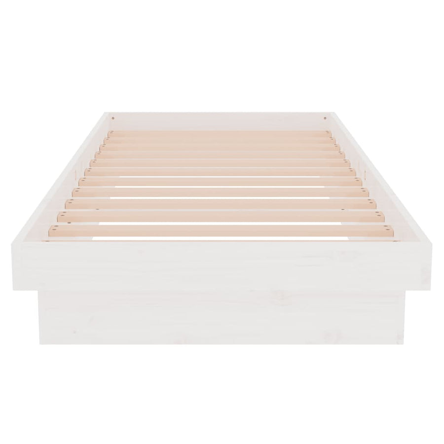 Bedframe Massief Hout Wit 75X190 Cm 2Ft6 Small Single