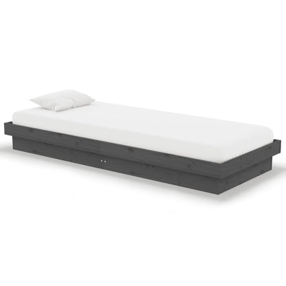Bedframe Massief Hout Grijs 75X190 Cm 2Ft6 Small Single
