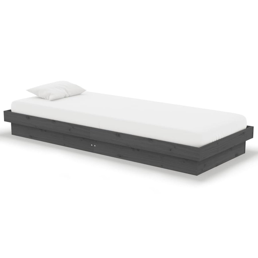 Bedframe Massief Hout Grijs 75X190 Cm 2Ft6 Small Single