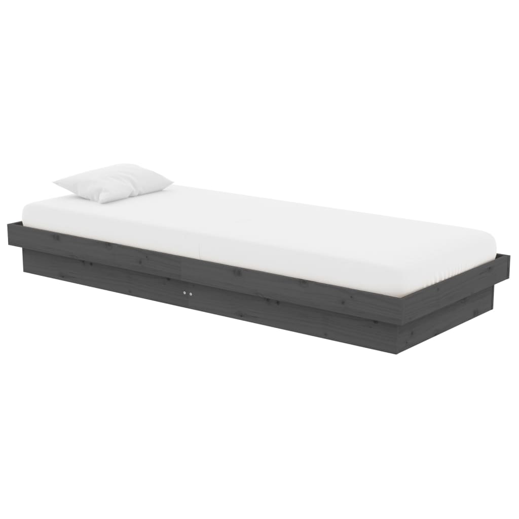 Bedframe Massief Hout Grijs 75X190 Cm 2Ft6 Small Single