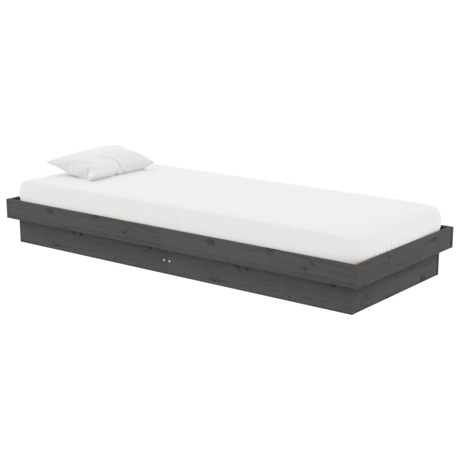 Bedframe Massief Hout Grijs 75X190 Cm 2Ft6 Small Single