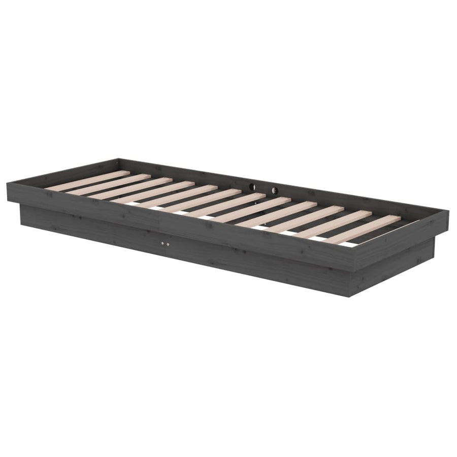 Bedframe Massief Hout Grijs 75X190 Cm 2Ft6 Small Single