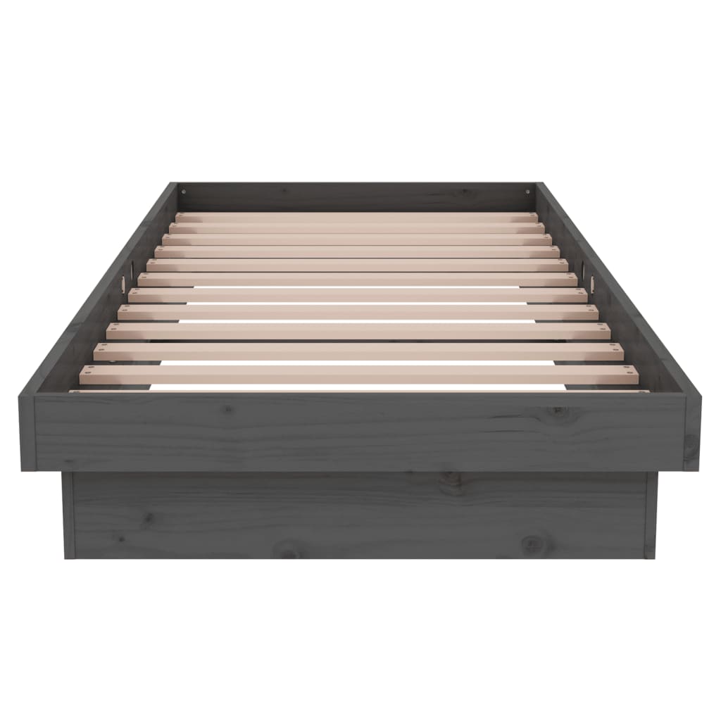 Bedframe Massief Hout Grijs 75X190 Cm 2Ft6 Small Single