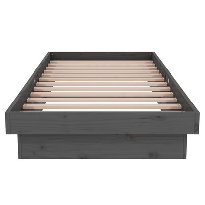 Bedframe Massief Hout Grijs 75X190 Cm 2Ft6 Small Single