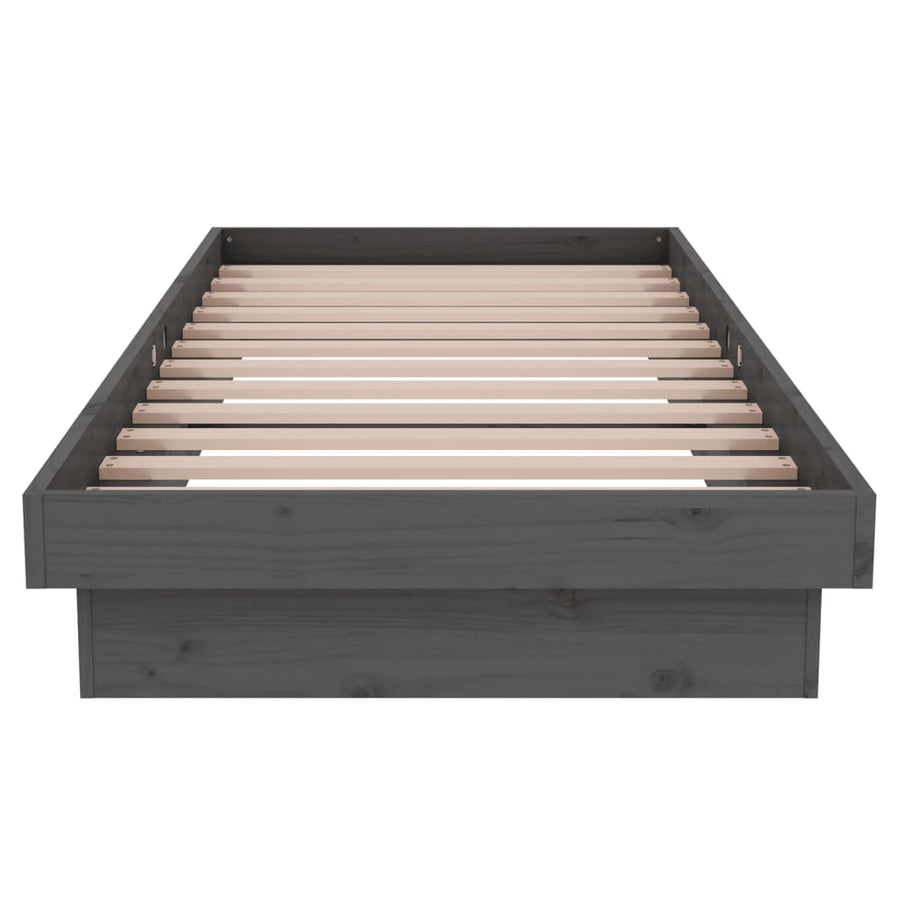 Bedframe Massief Hout Grijs 75X190 Cm 2Ft6 Small Single