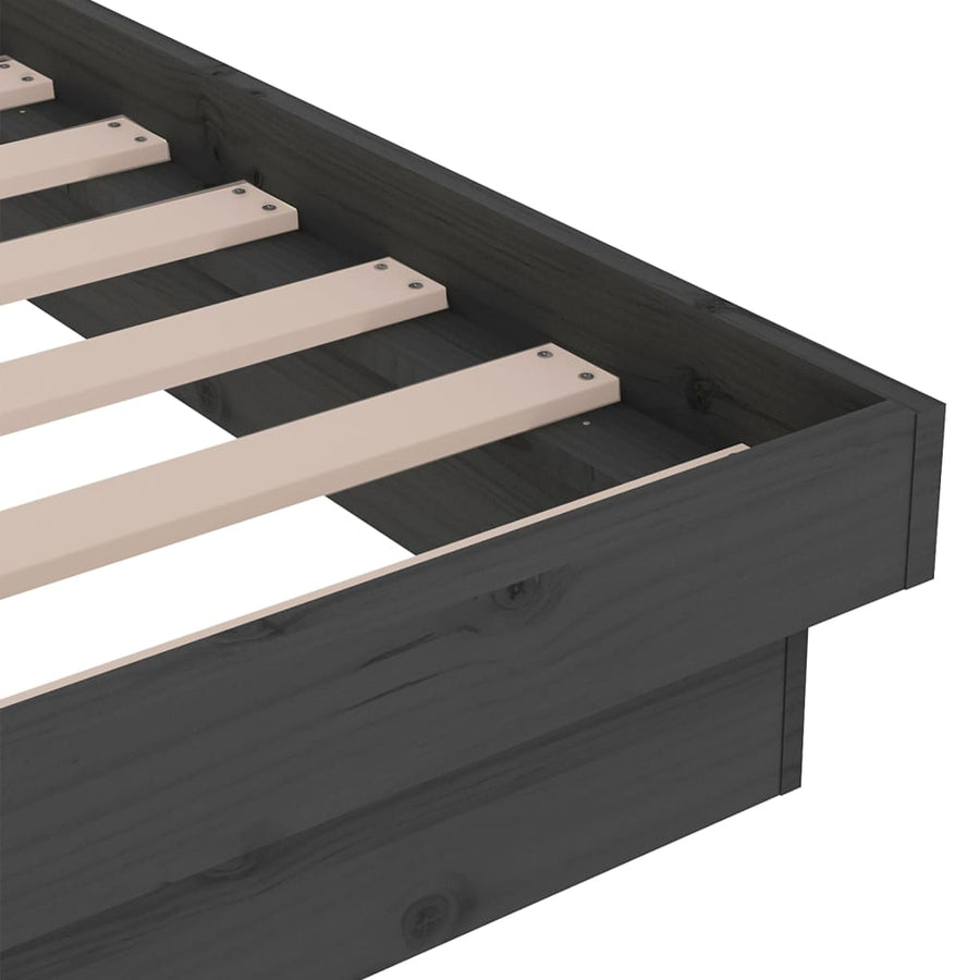 Bedframe Massief Hout Grijs 75X190 Cm 2Ft6 Small Single
