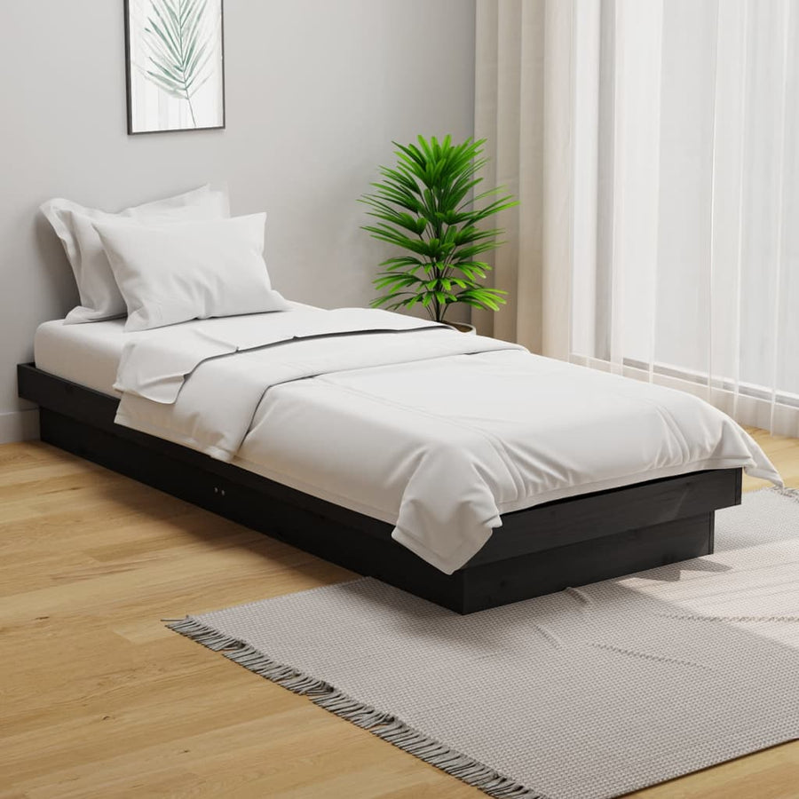 Bedframe Massief Hout Grijs 75X190 Cm 2Ft6 Small Single