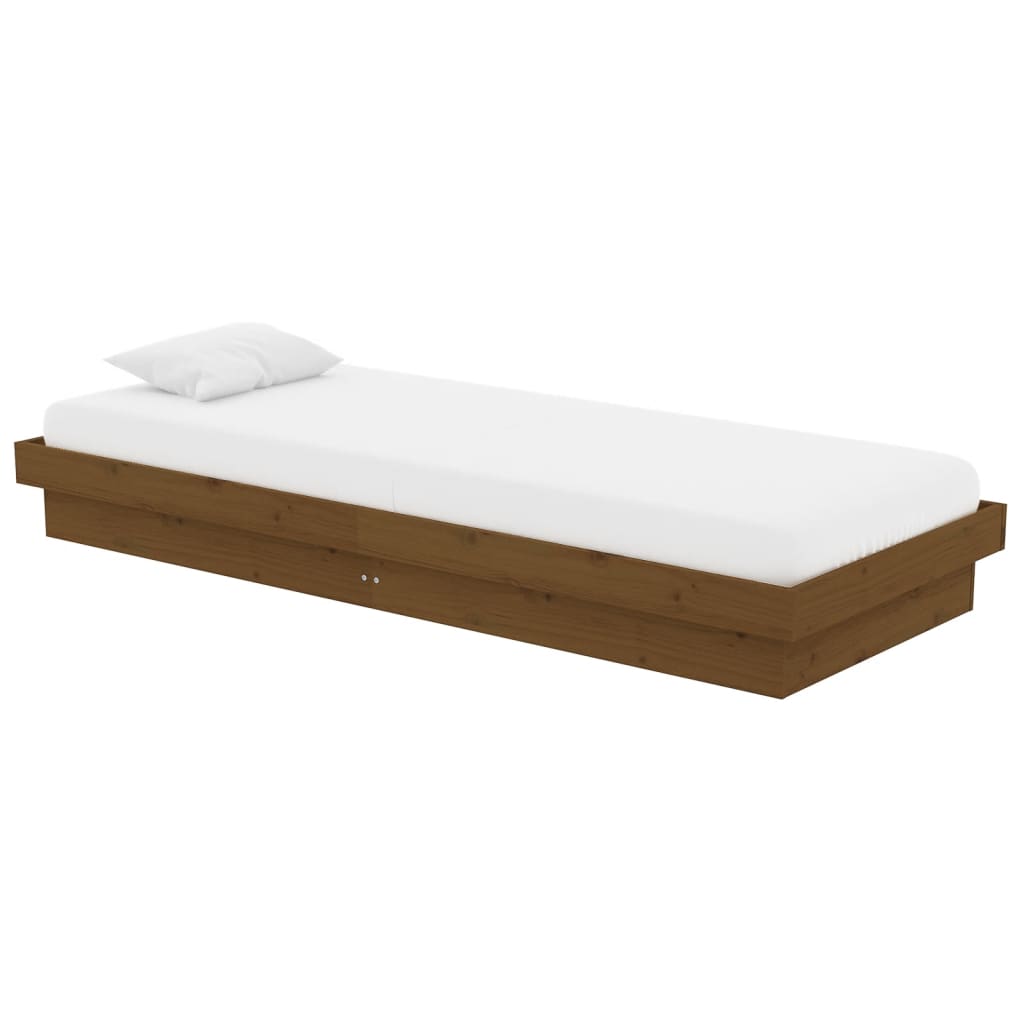 Bedframe Massief Hout Honingbruin 75X190 Cm 2Ft6 Small Single