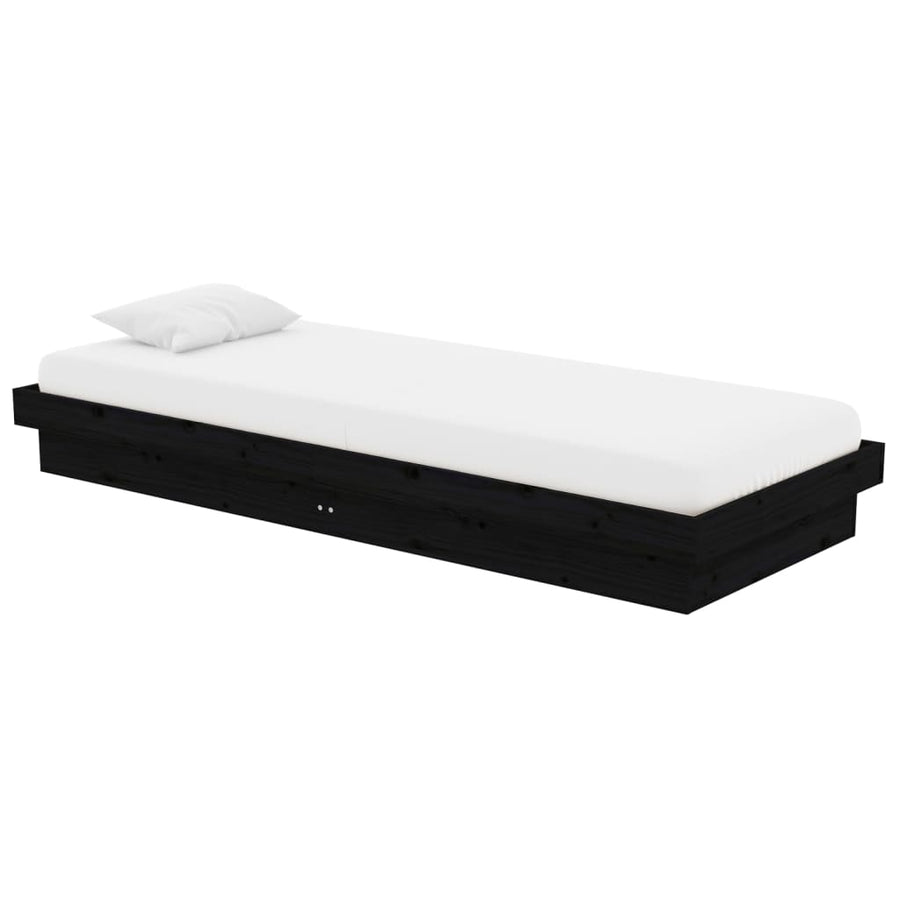 Bedframe Massief Hout Zwart 75X190 Cm 2Ft6 Small Single