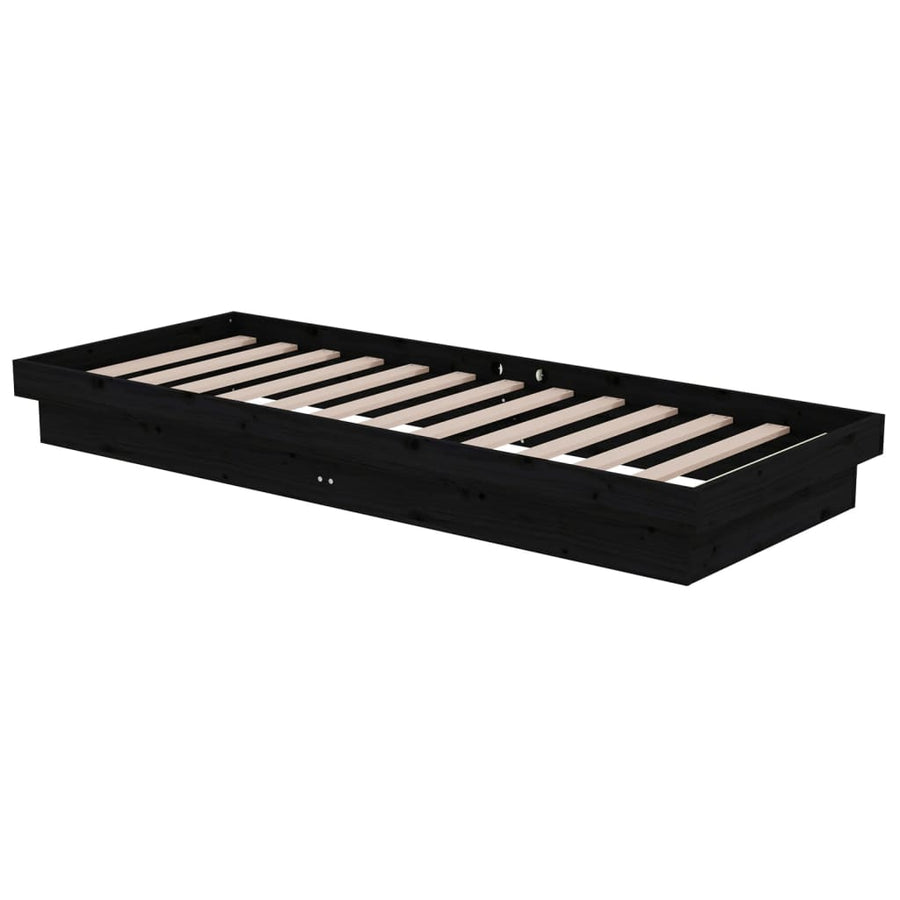 Bedframe Massief Hout Zwart 75X190 Cm 2Ft6 Small Single