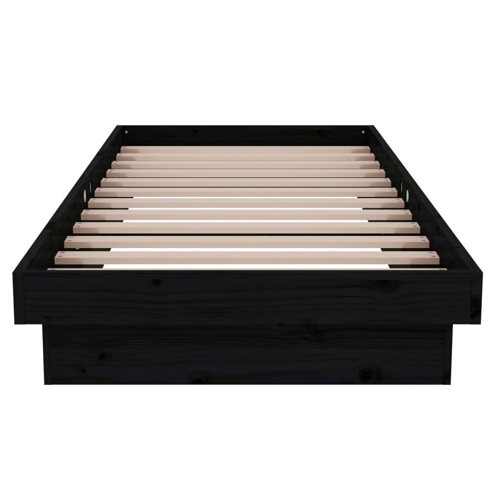 Bedframe Massief Hout Zwart 75X190 Cm 2Ft6 Small Single
