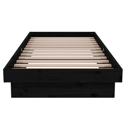Bedframe Massief Hout Zwart 75X190 Cm 2Ft6 Small Single