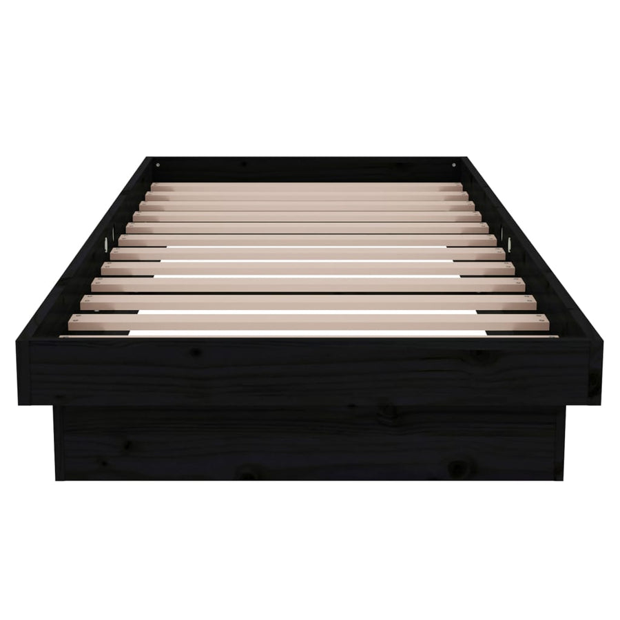 Bedframe Massief Hout Zwart 75X190 Cm 2Ft6 Small Single