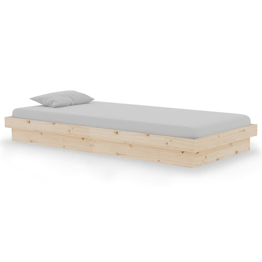 Bedframe Massief Hout 90X190 Cm Single 90 x 190 cm Naturel